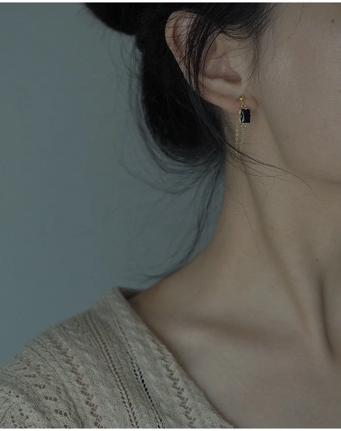 Green Emerald|Black Gemstone Earrings