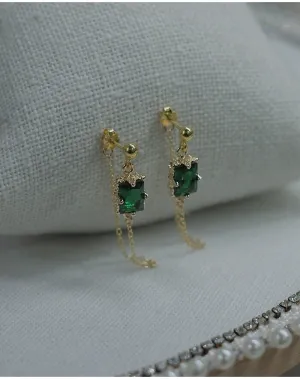 Green Emerald|Black Gemstone Earrings