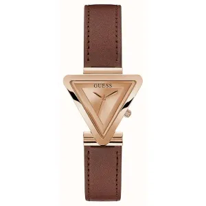 Guess Brown Leather Strap Rose Gold Dial Quartz Watch for Ladies - GW0548L2