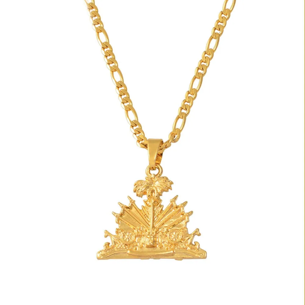Haiti Pendant Necklace for Women/Girls/Men Ayiti Items Gold ColoR