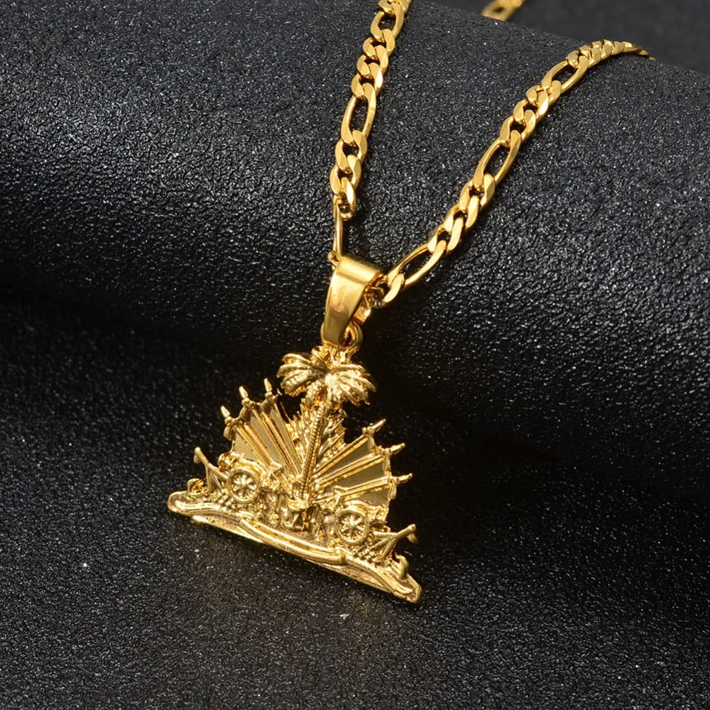 Haiti Pendant Necklace for Women/Girls/Men Ayiti Items Gold ColoR