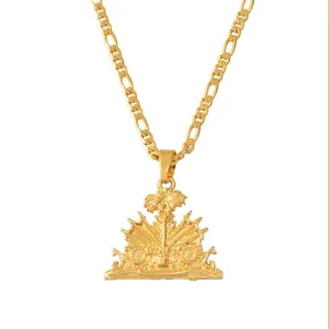 Haiti Pendant Necklace for Women/Girls/Men Ayiti Items Gold ColoR