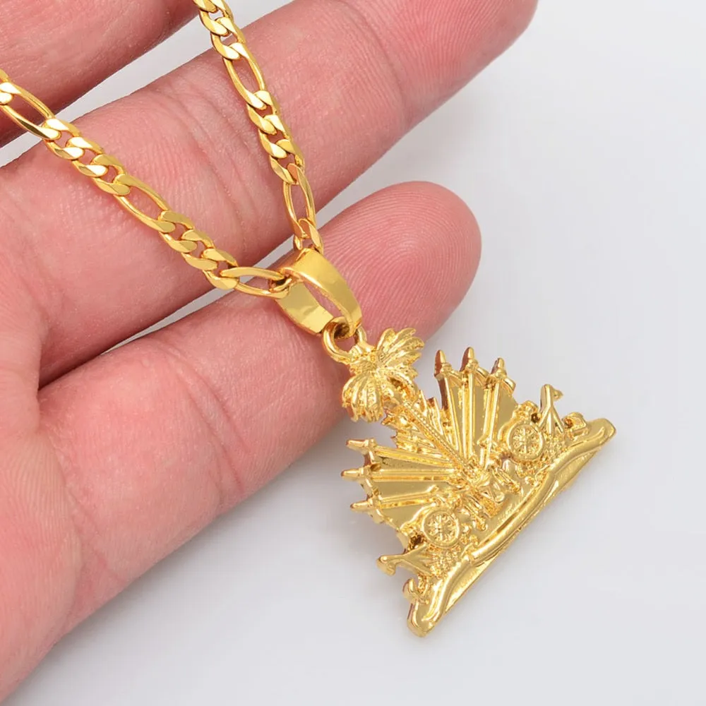 Haiti Pendant Necklace for Women/Girls/Men Ayiti Items Gold ColoR