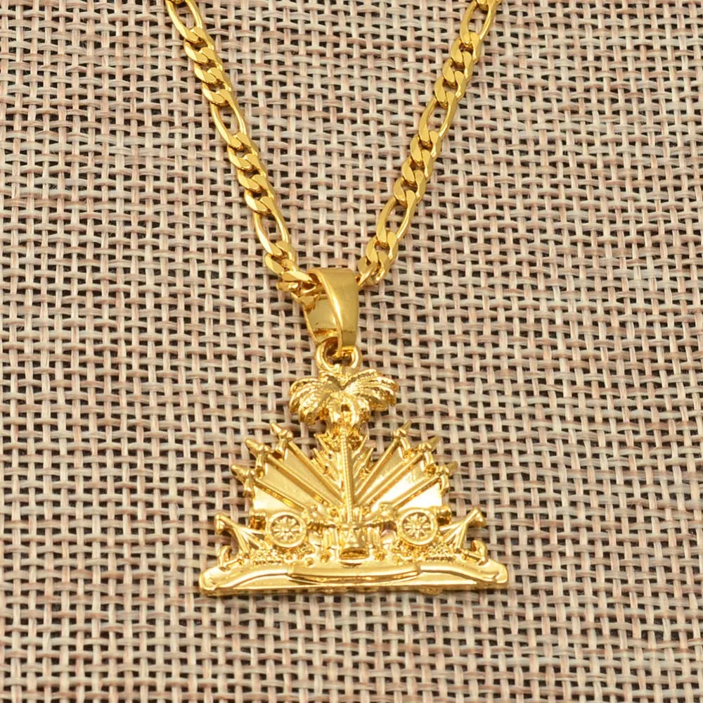 Haiti Pendant Necklace for Women/Girls/Men Ayiti Items Gold ColoR