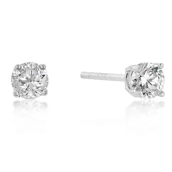 Haley 4mm Round CZ Gold Stud Earrings | 0.25ct | Sterling Silver