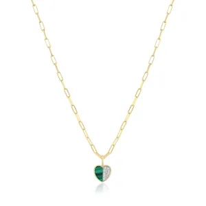 half & half stone heart charm necklace