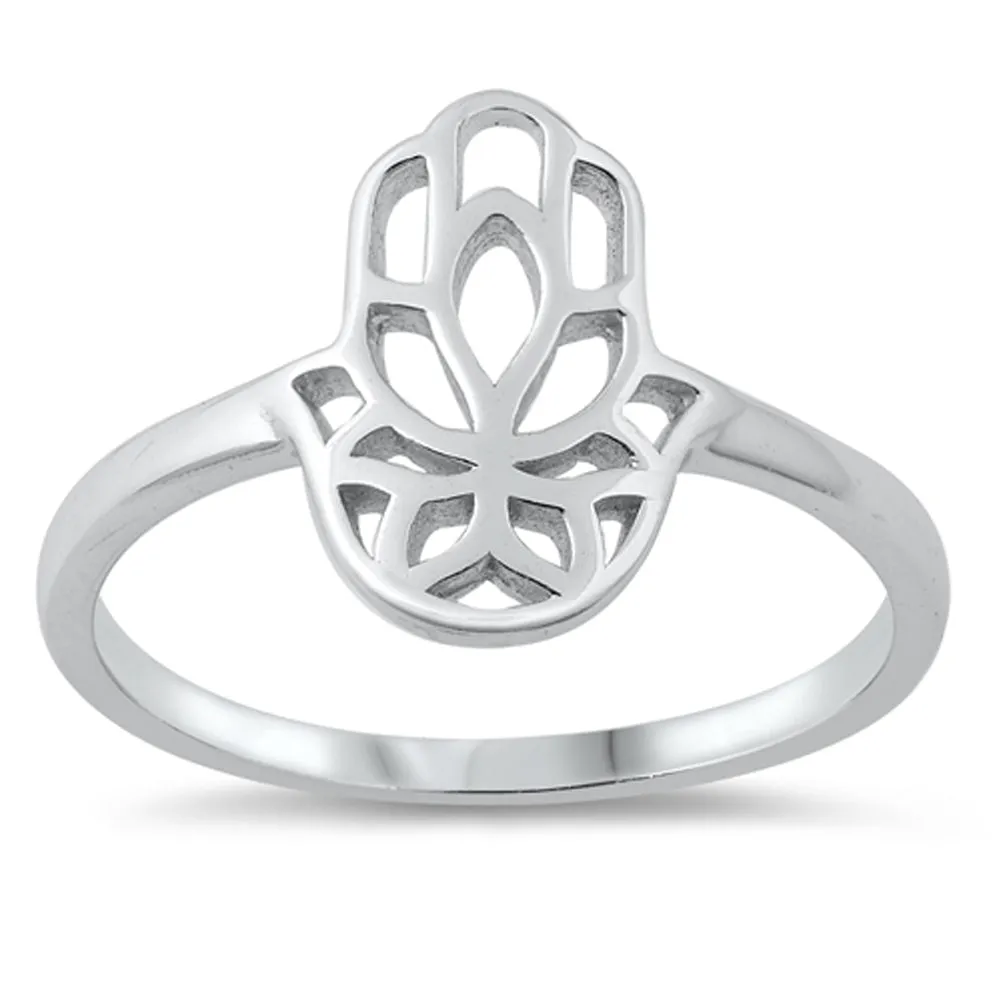 Hamsa Hand of God Ring New .925 Sterling Silver Band Sizes 4-10