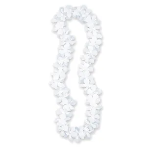 Hawaiian Flower Lei Necklace White