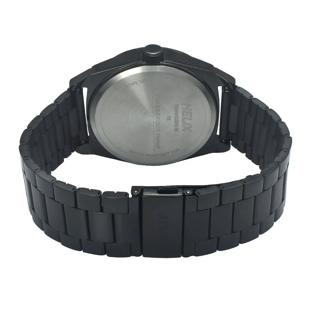 Helix By Timex Black Round Analog Stainless Steel Watch Men -TW044HG06