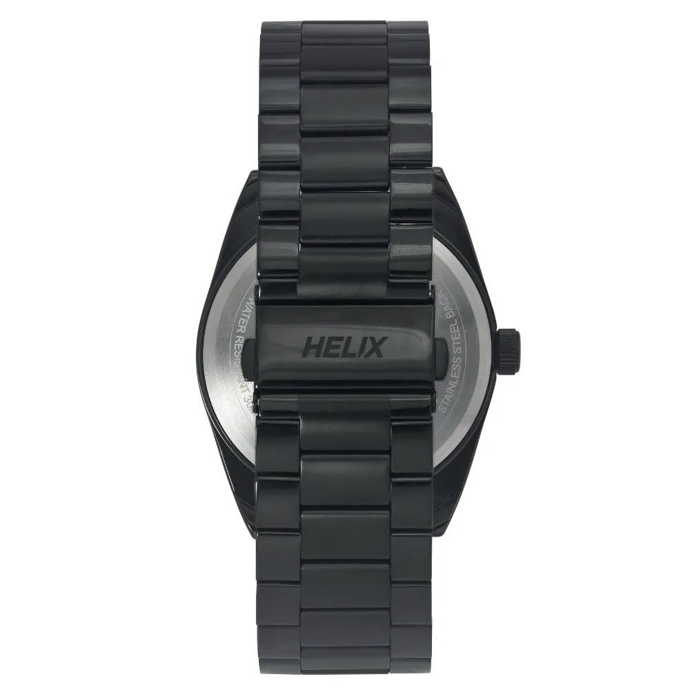 Helix By Timex Black Round Analog Stainless Steel Watch Men -TW044HG06