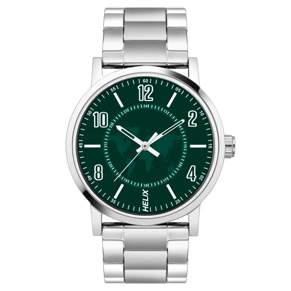 Helix By Timex Green Round Analog Stainless Steel Watch Men -TW035HG11