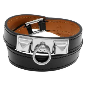 Hermes Black Chamonix Rivale Double Tour Bracelet