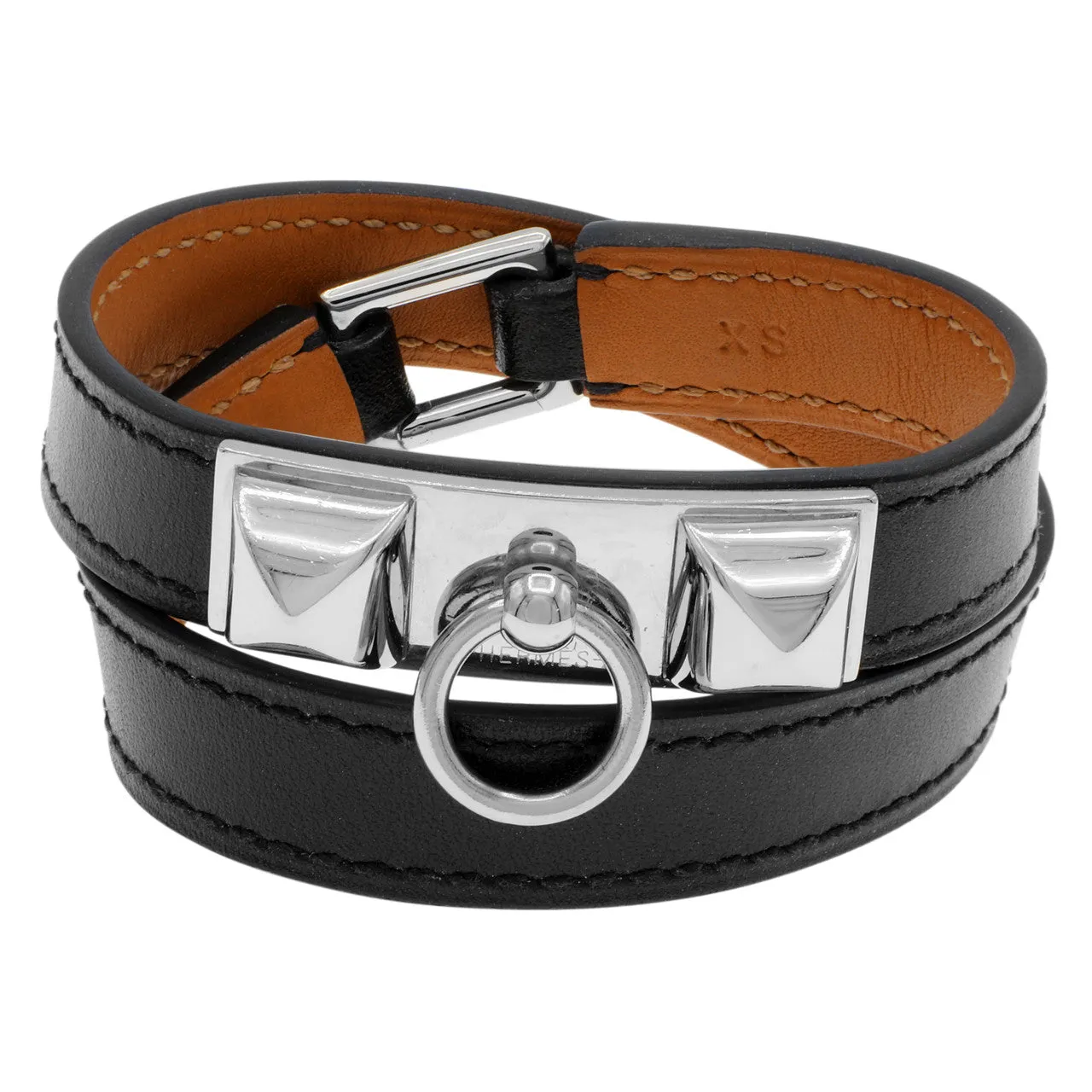 Hermes Black Chamonix Rivale Double Tour Bracelet