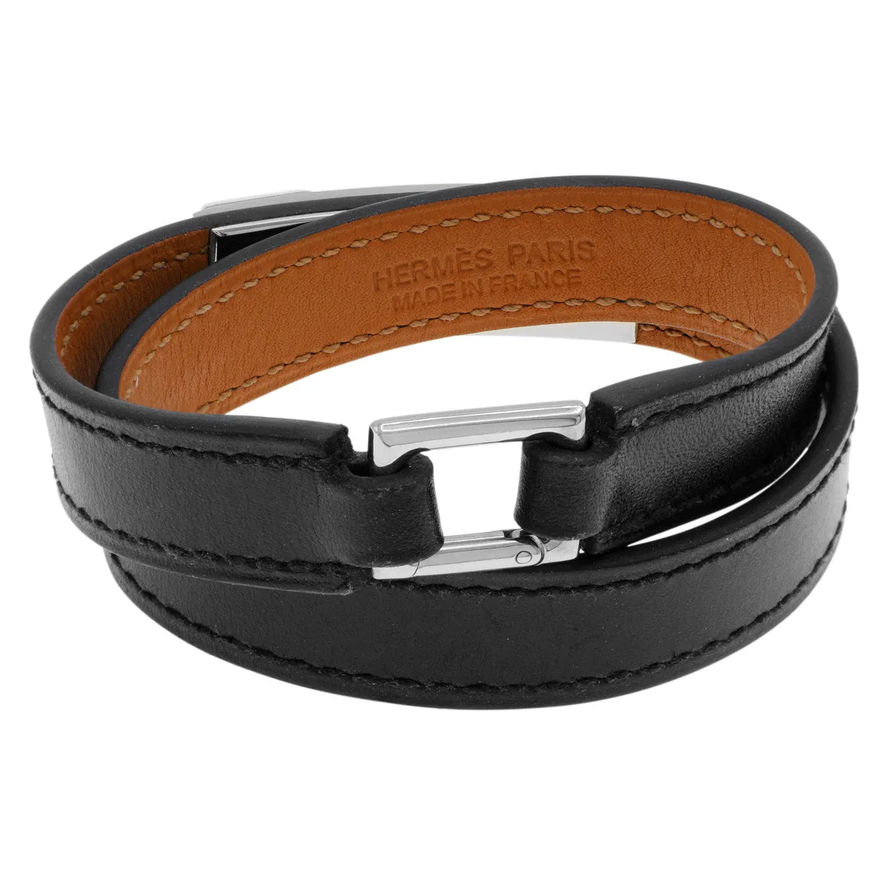 Hermes Black Chamonix Rivale Double Tour Bracelet