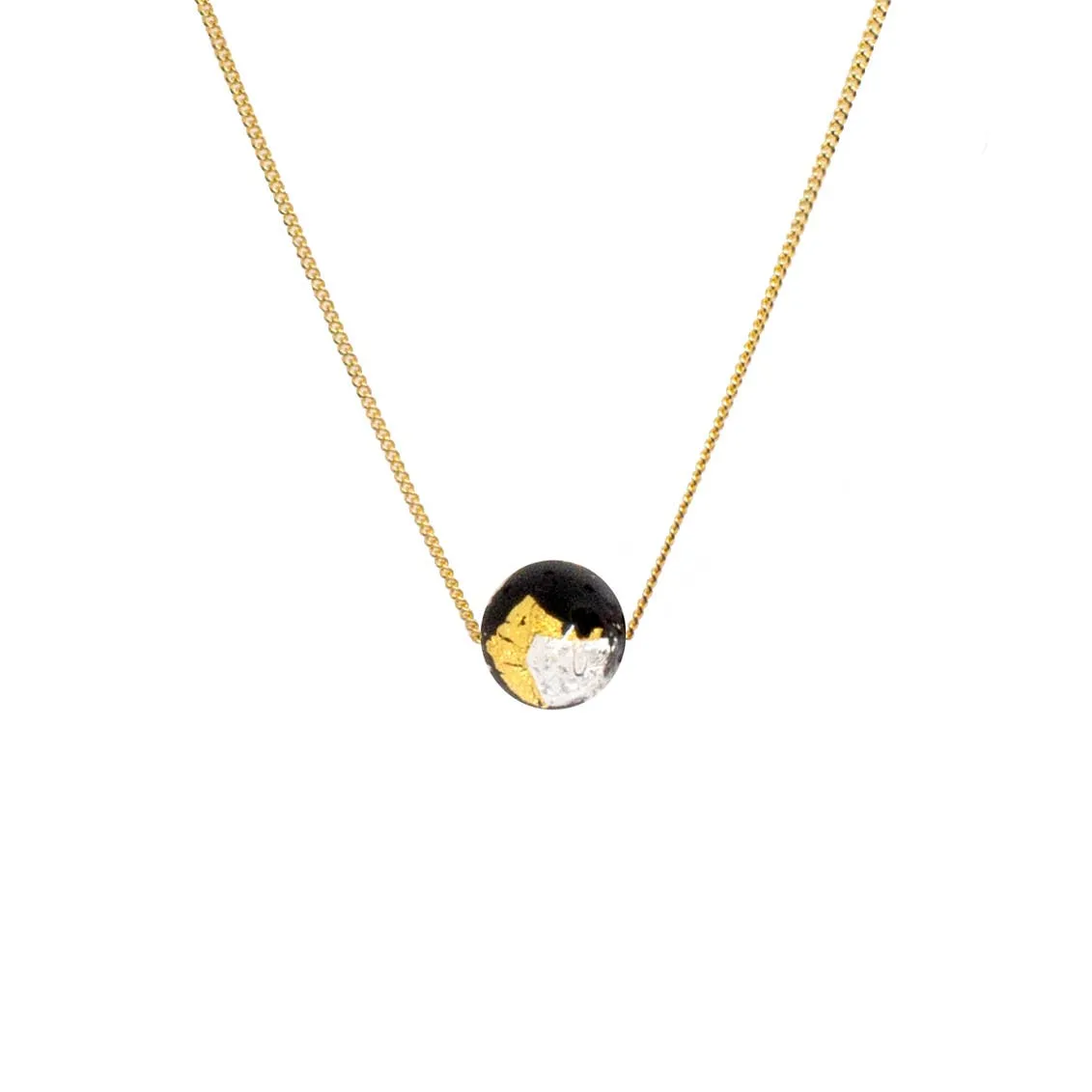 Holiday Black Murano Blessing Necklace in Gold-Filled