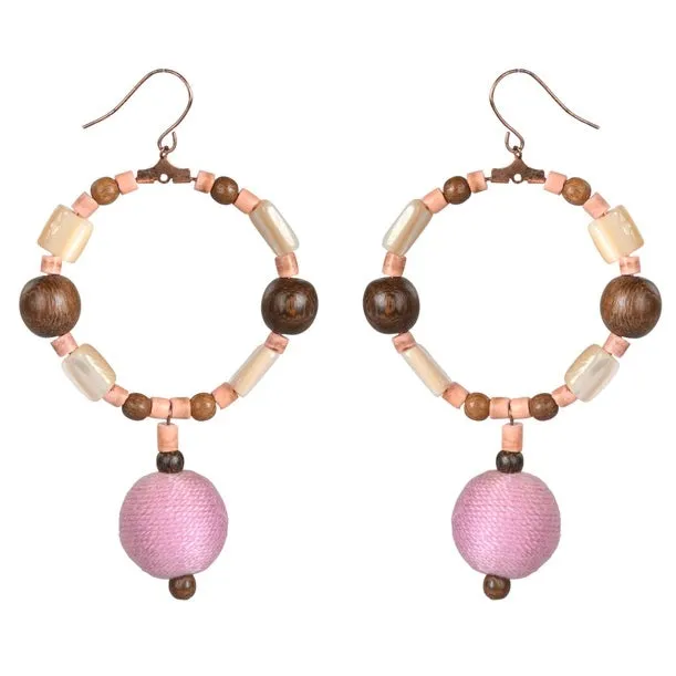 Hoop Dangle Earrings - Pink