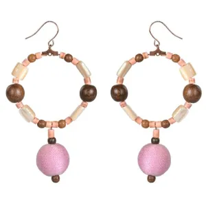 Hoop Dangle Earrings - Pink