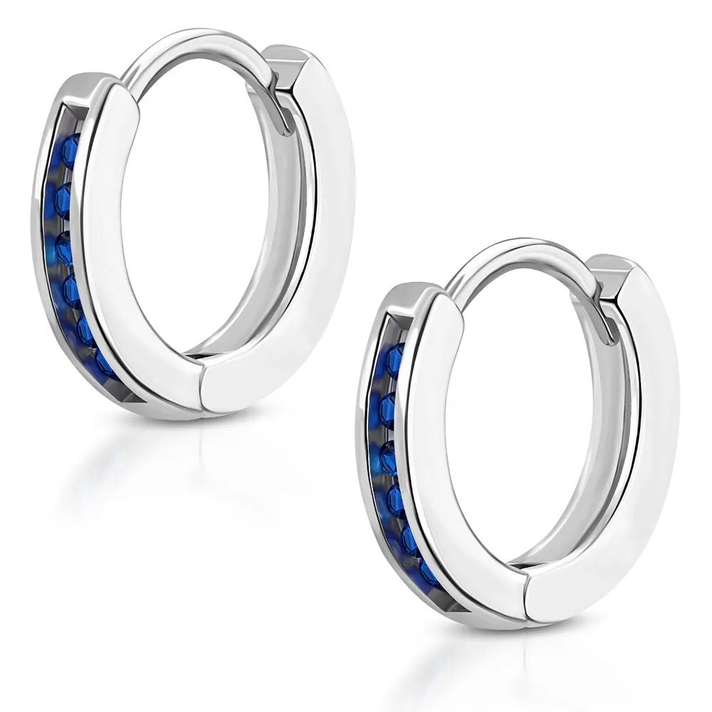 Hoop Huggie Earrings Girls Silver Plated Brass Cubic Zirconia