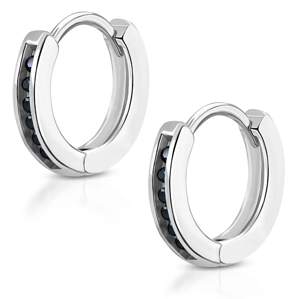 Hoop Huggie Earrings Girls Silver Plated Brass Cubic Zirconia
