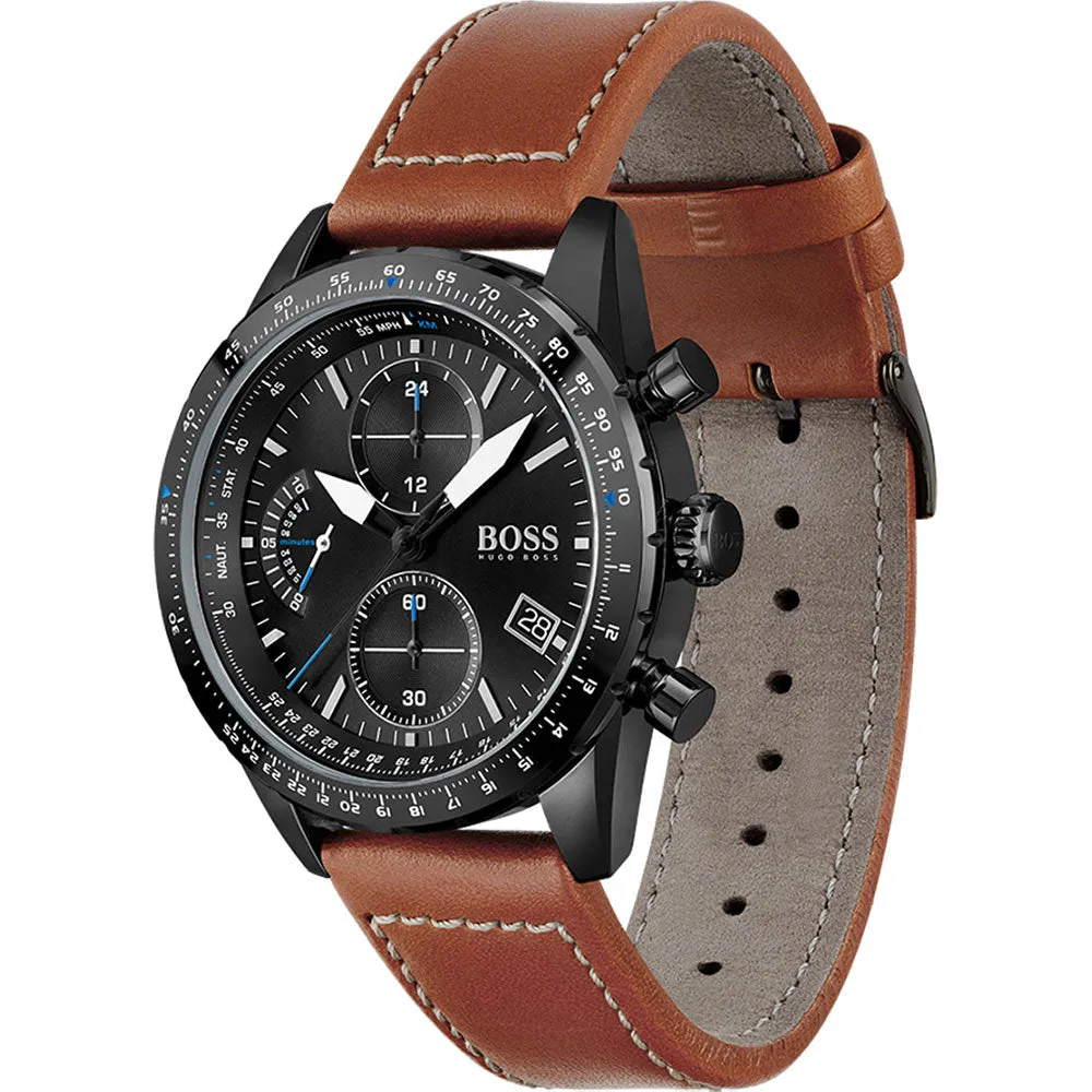 Hugo Boss Pilot Edition Brown Leather Men's Watch 1513851