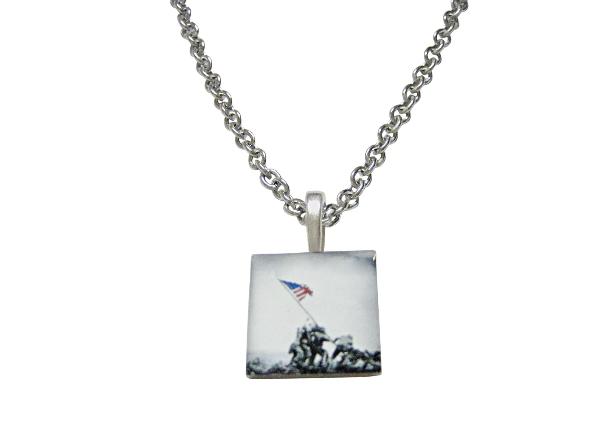 Iconic Flag Raising Pendant Necklace