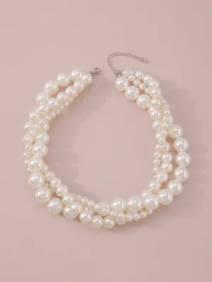 Imitation Pearl Three Pieces Necklaces Accessories Dainty Necklace