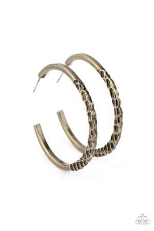 Imprinted Intensity Brass Paparazzi Earrings