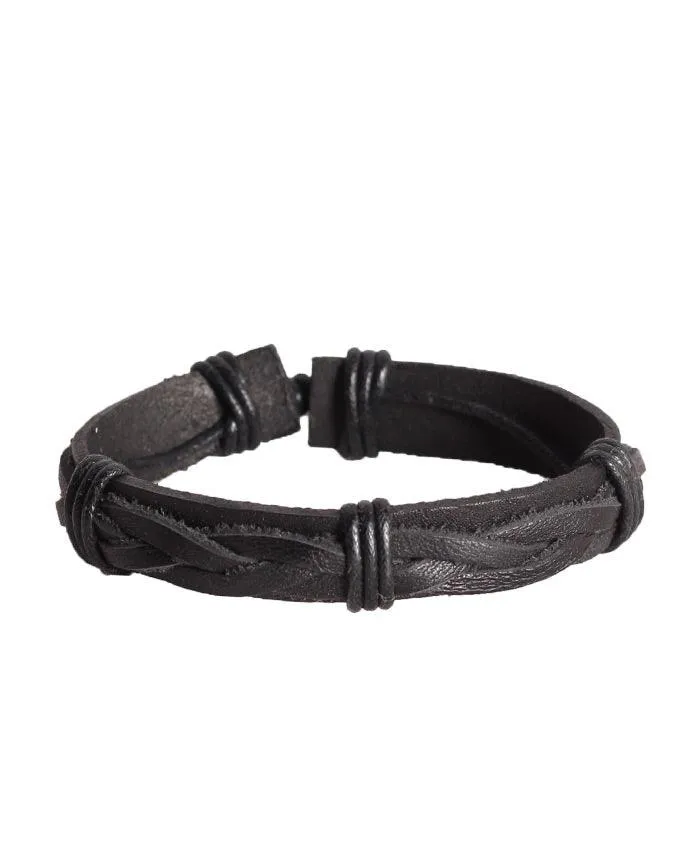 Infinity Knot Bracelet, Black Leather