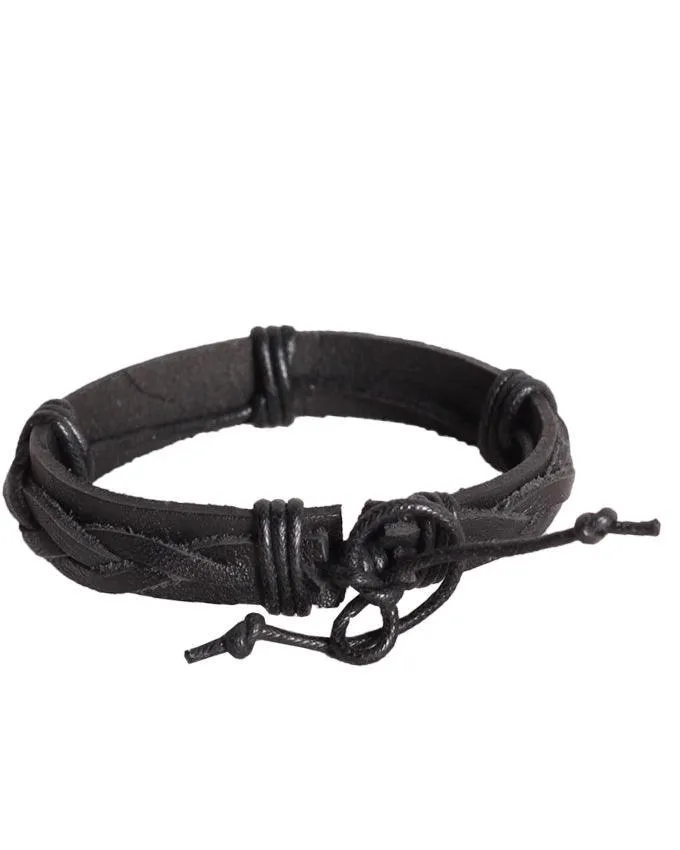 Infinity Knot Bracelet, Black Leather