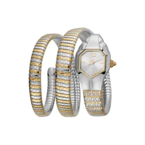 Just CavalliÂ  Ladies Watch With Silver Gold Case And Two Round Snake Silver Gold Â Bracelet With Stone