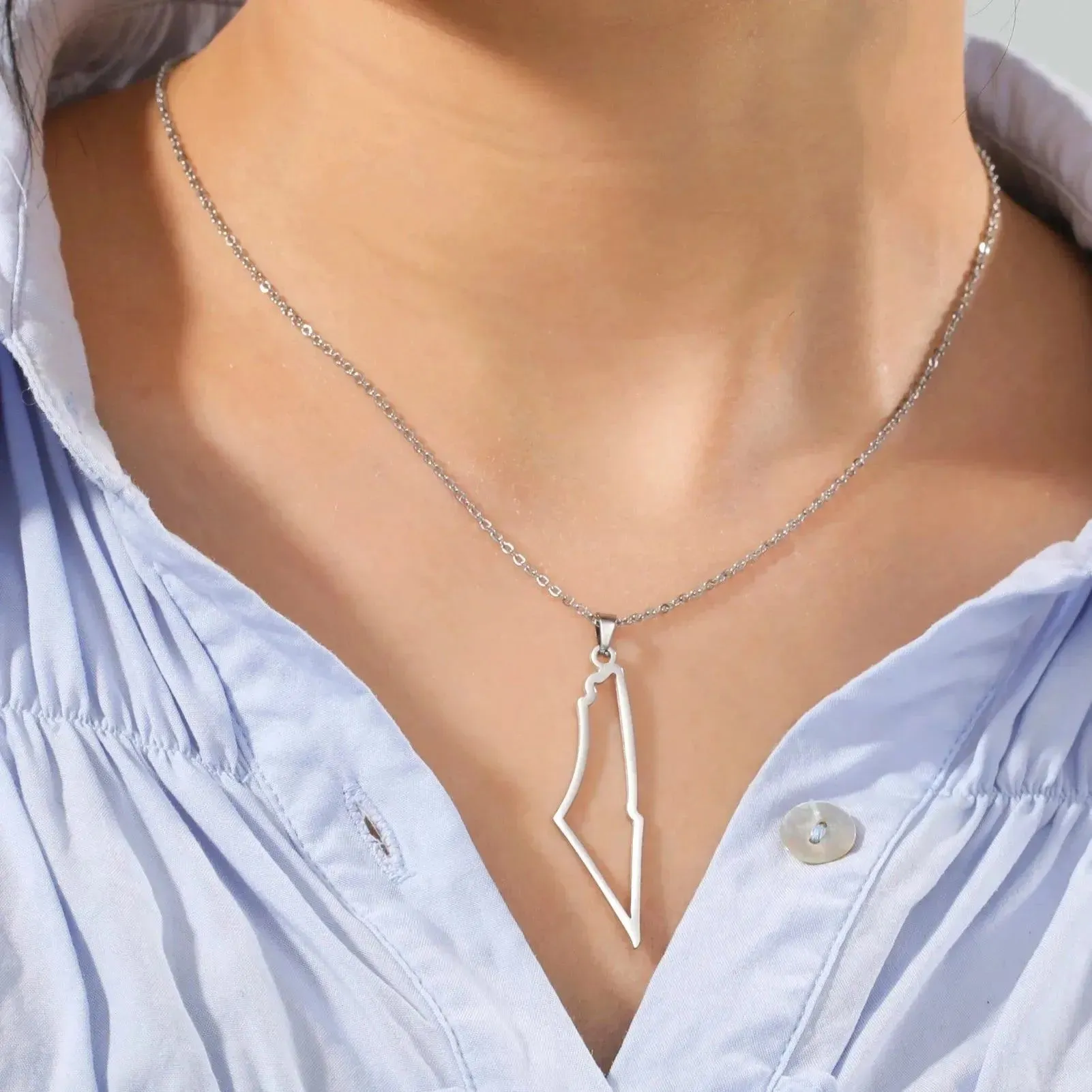 Kkjoy New Fashion Stainless Steel Necklace For Women Man Simple design Irregular Hollow Mountains Pendant Lover Jewelry Gifts