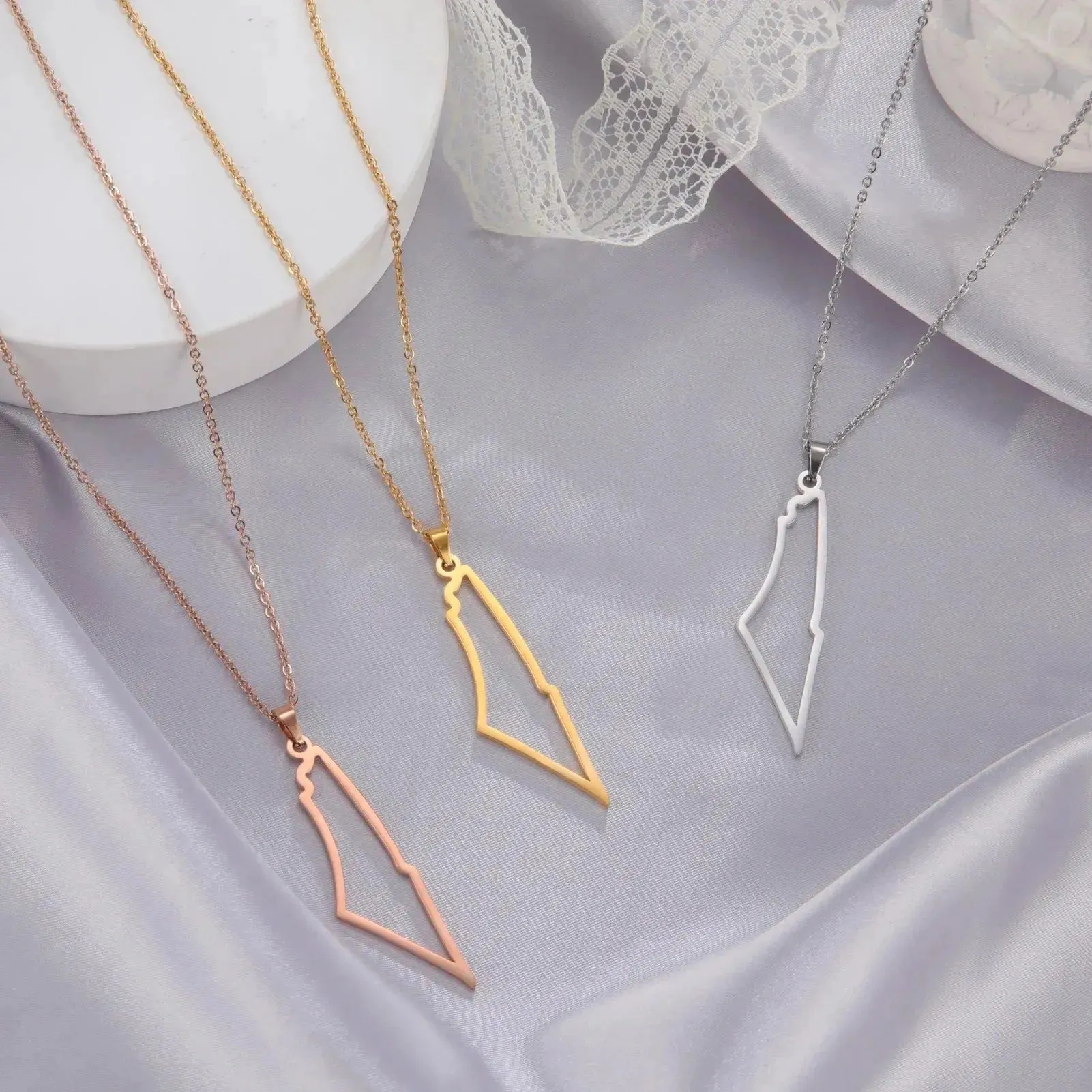 Kkjoy New Fashion Stainless Steel Necklace For Women Man Simple design Irregular Hollow Mountains Pendant Lover Jewelry Gifts