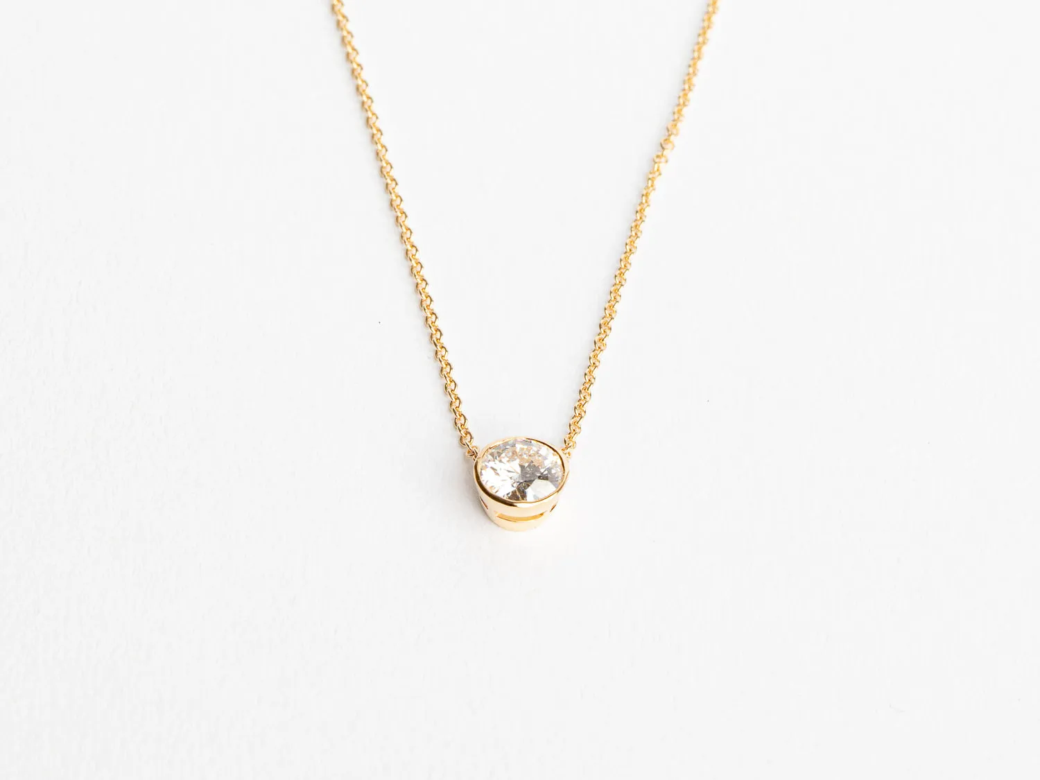 Lab Grown Small Gold Bezel Necklace