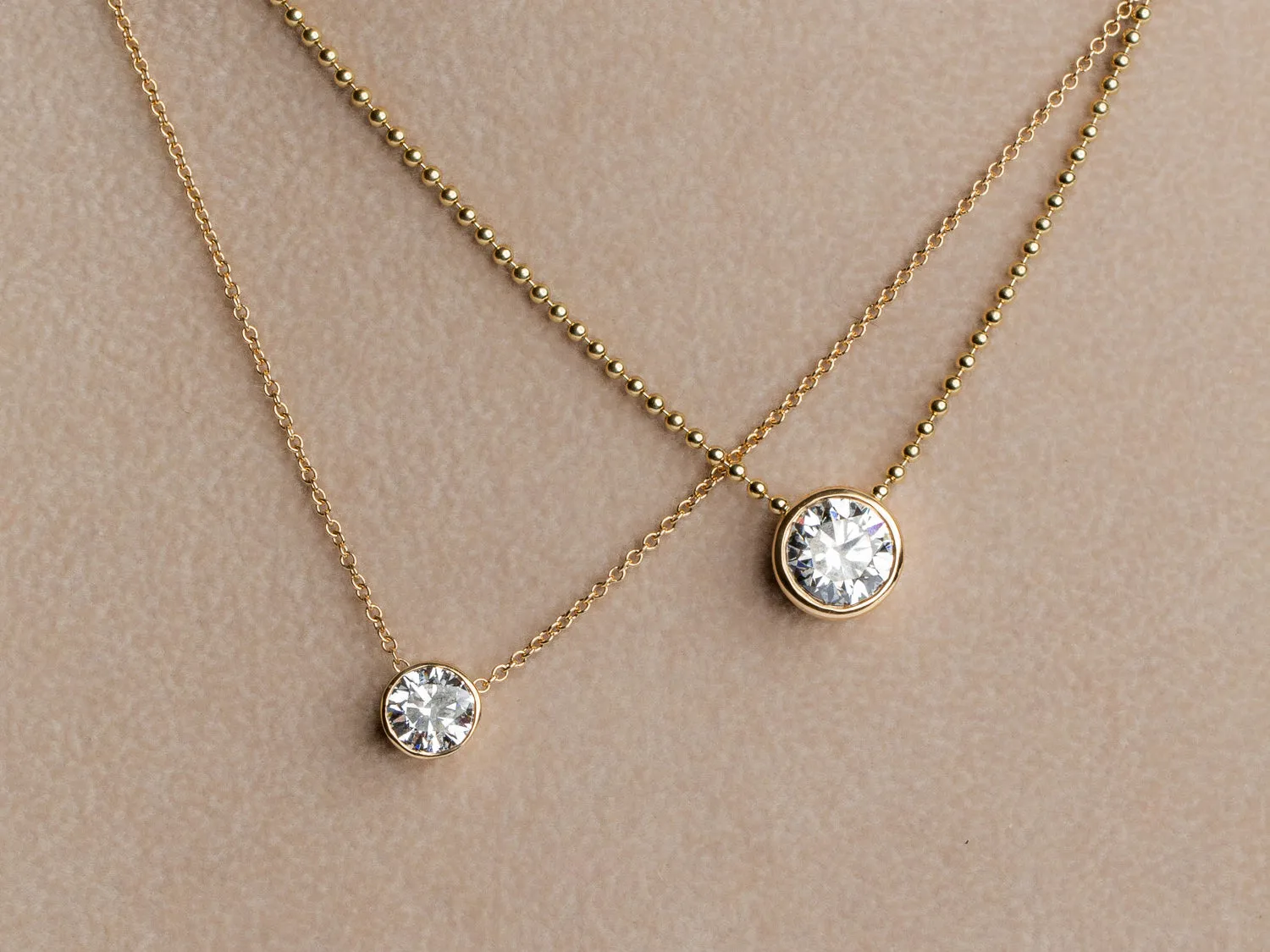 Lab Grown Small Gold Bezel Necklace