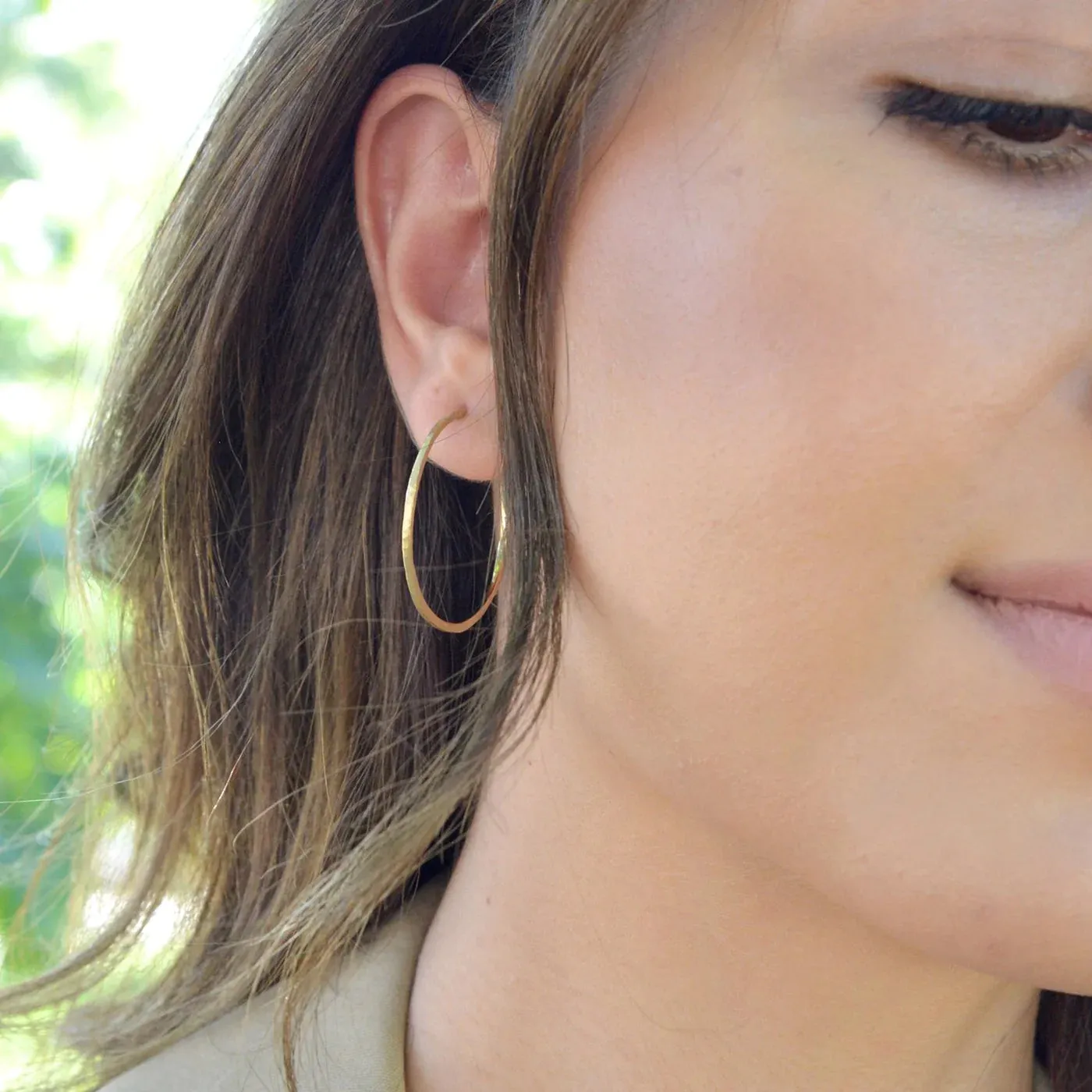 Large Hammered Open Hoop Earrings