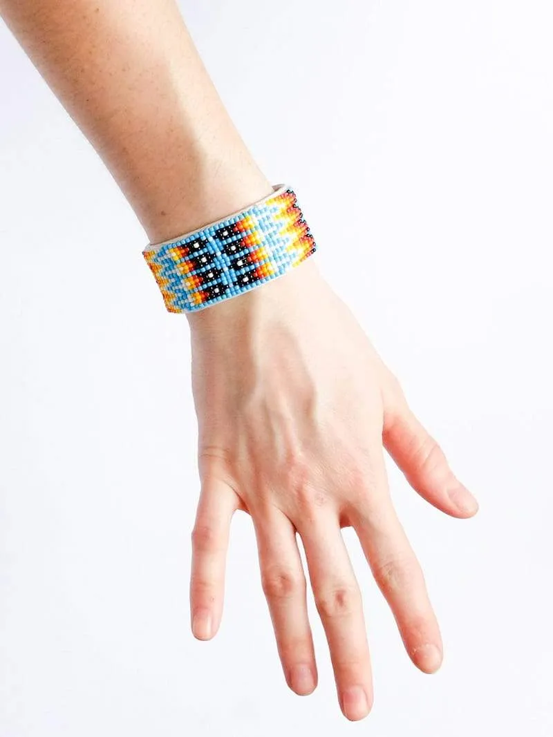 Large Sky Blue Navajo Beaded Bracelet