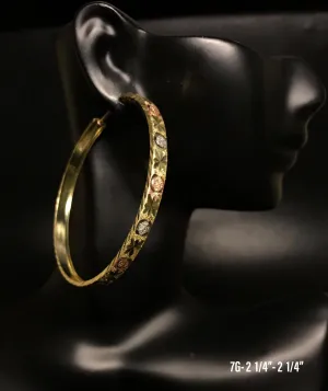 Large textured hoop earrings 10K solid gold
