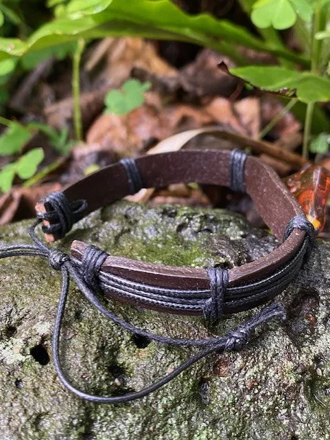 Leather Amber Men's Bracelet