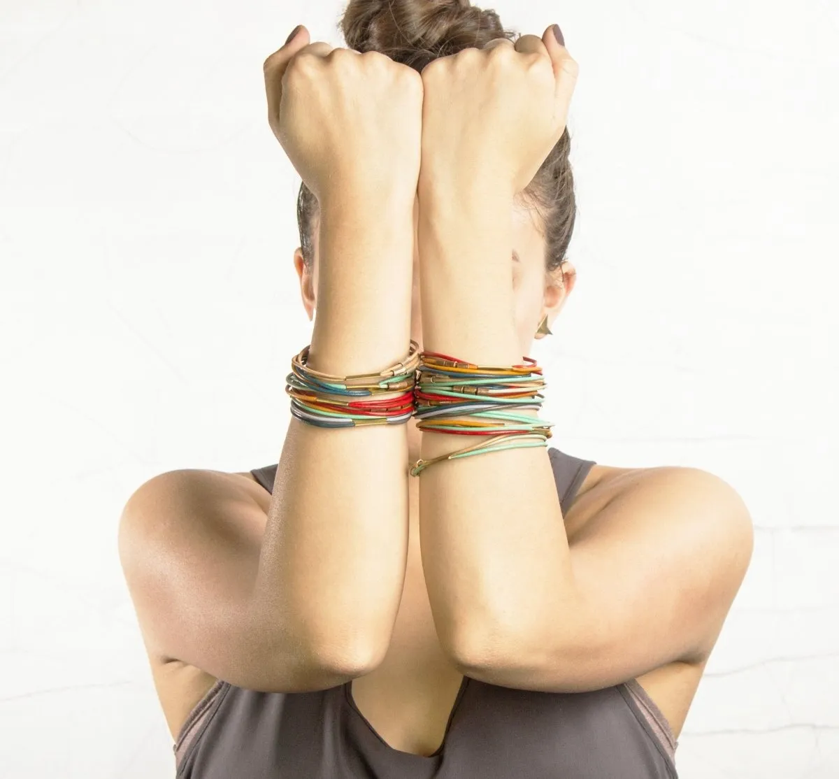 Leather bangle bracelet