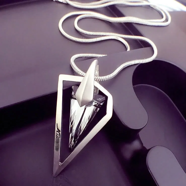 Lemon Value Vintage Punk Triangle Crystal Glass Pendants Fashion Charms Maxi Gold Plated Long Necklaces Women Jewelry Gift TP043