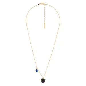 Les Nereides,Onyx And Asymetrical Rhinestones Thin Necklace,One Size