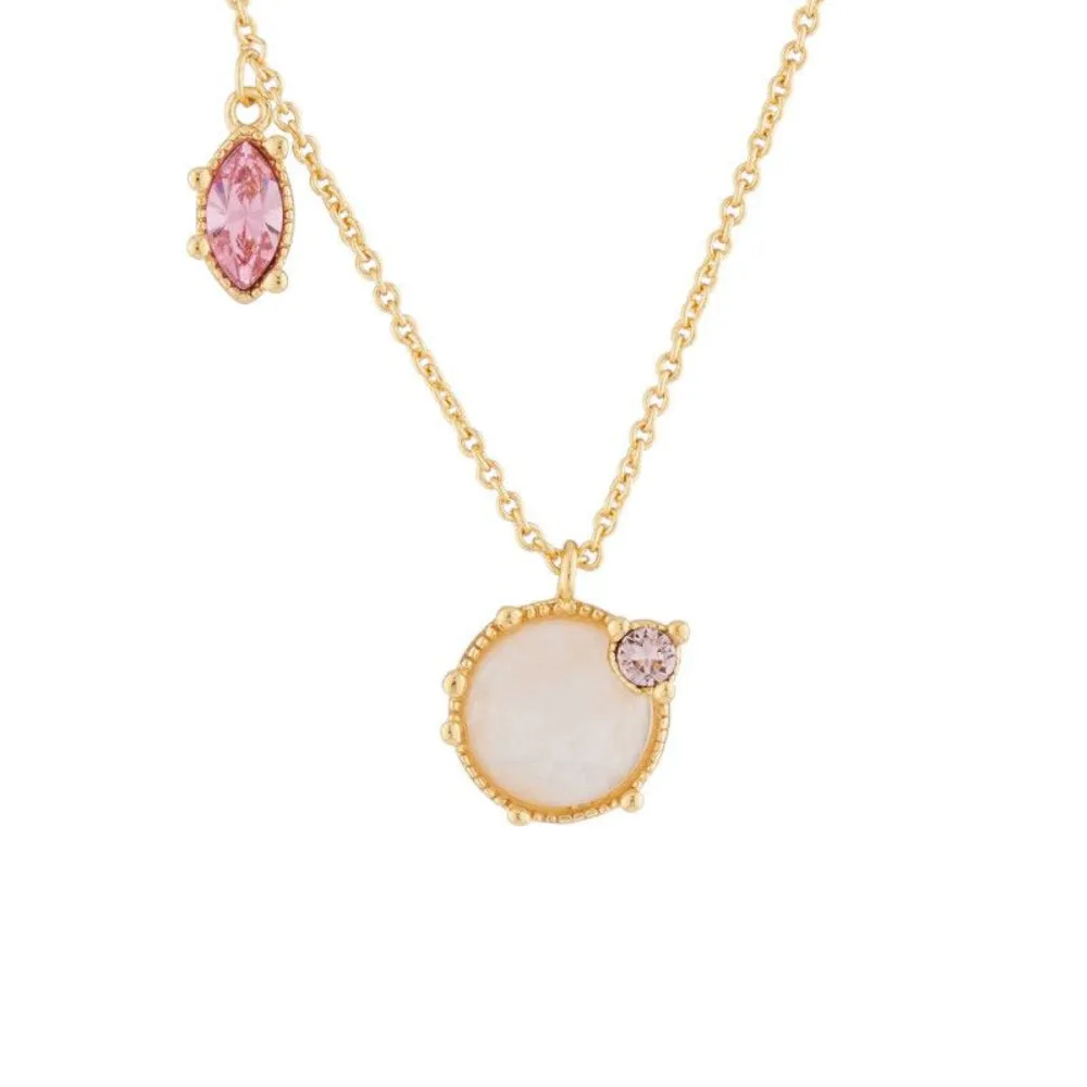 Les Nereides,Quartz And Asymetrical Rhinestones Thin Necklace,One Size