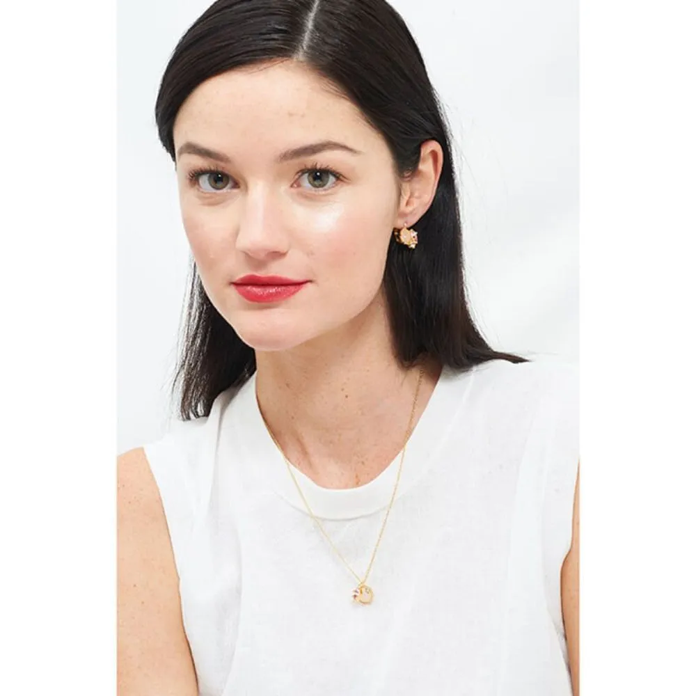 Les Nereides,Quartz And Asymetrical Rhinestones Thin Necklace,One Size