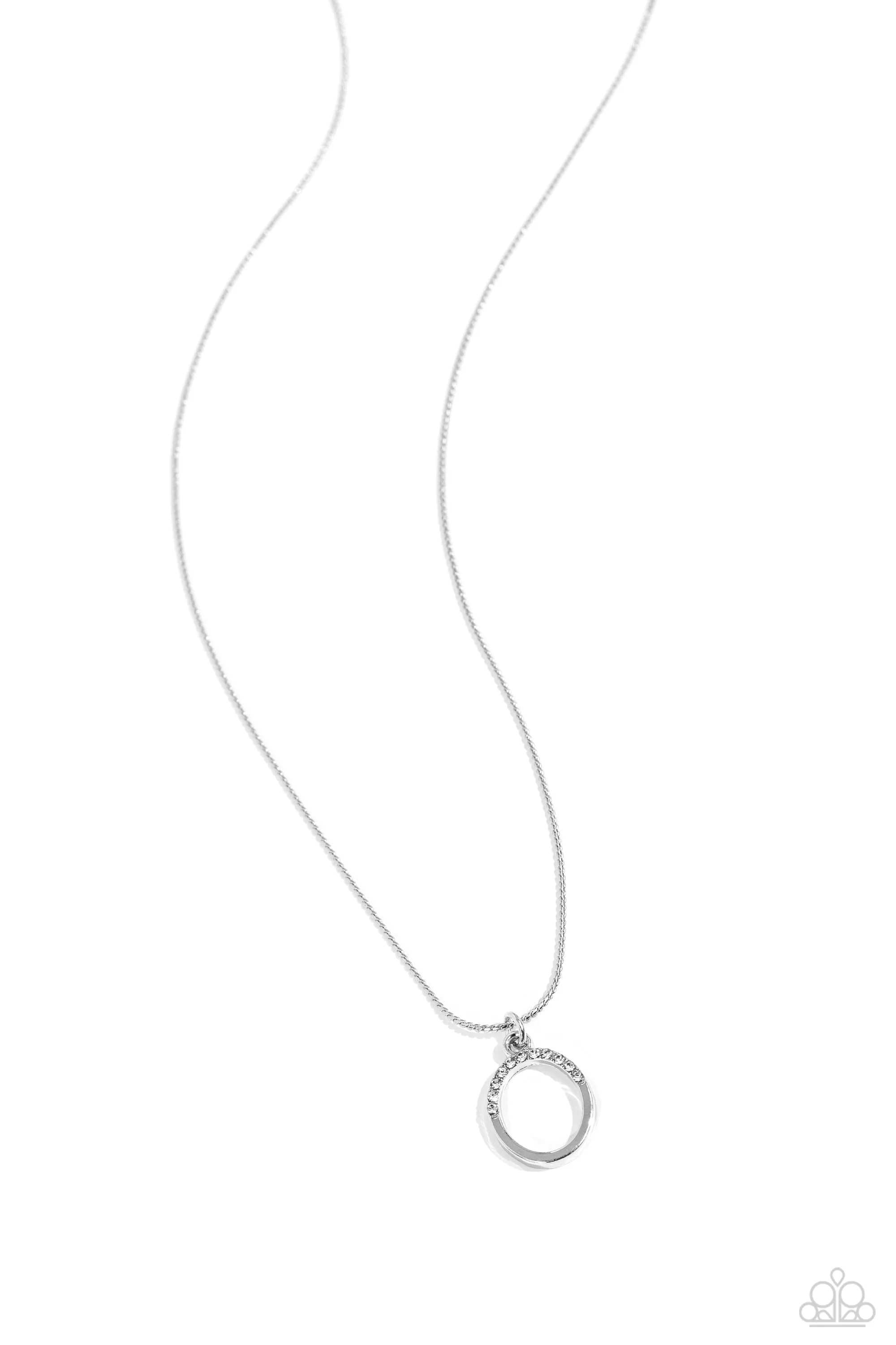 Letter of the Law - O - White Rhinestone Silver Initial Paparazzi Short Necklace