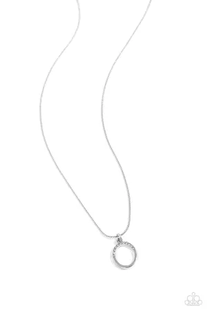 Letter of the Law - O - White Rhinestone Silver Initial Paparazzi Short Necklace