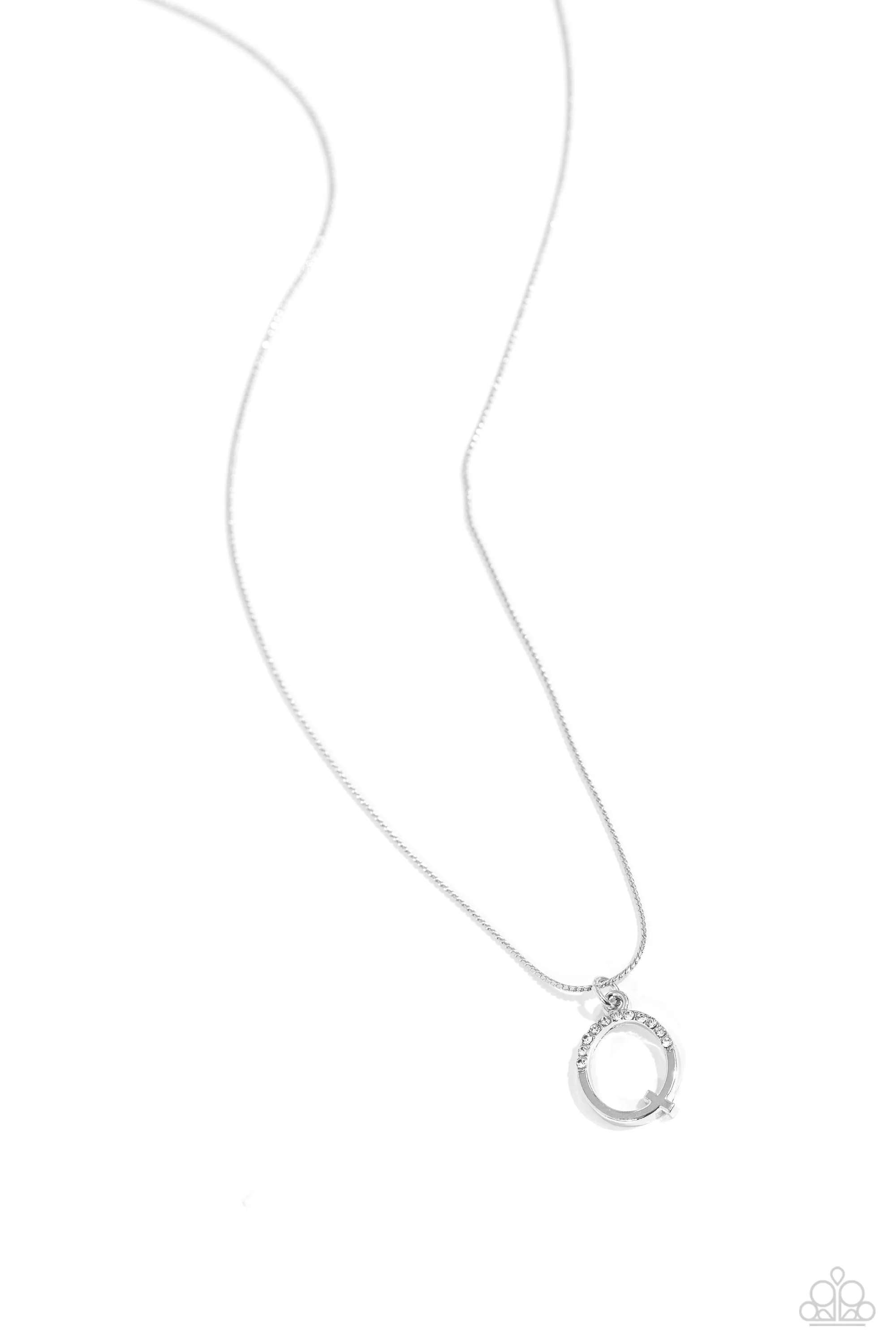 Letter of the Law - Q - White Rhinestone Silver Initial Paparazzi Short Necklace