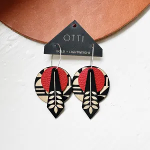 Lightweight leather   birch earrings: Abstracted Art design