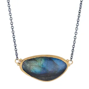 Lika Behar "Katya" Freeform Labradorite 24K Gold & Oxidized Silver Necklace Pendant