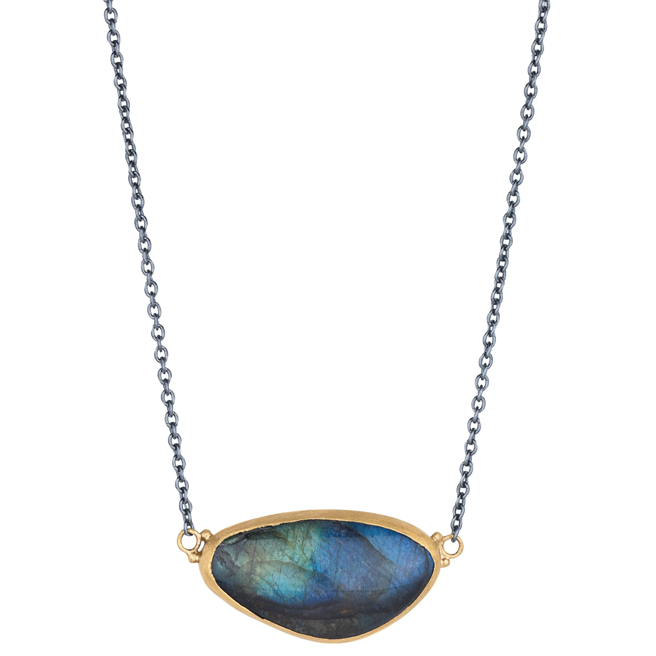 Lika Behar "Katya" Freeform Labradorite 24K Gold & Oxidized Silver Necklace Pendant
