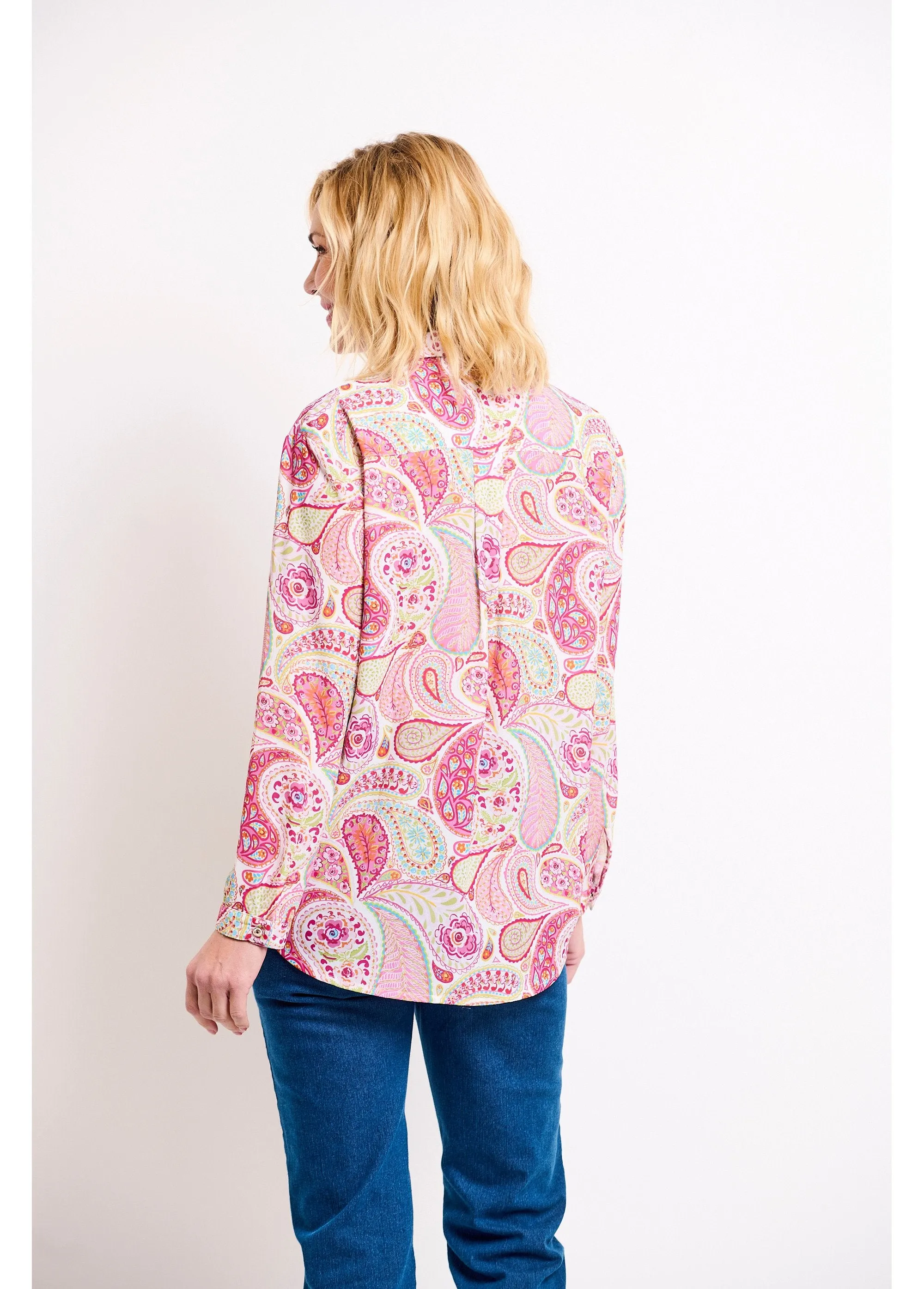 Long loose tunic with cashmere print